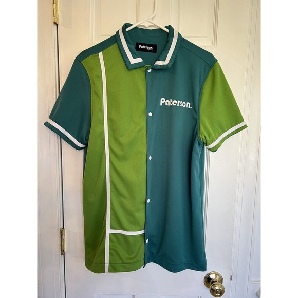 Paterson Men’s Courtside Teal & Green Short Sleeve Button‎ Up Snap Shirt Medium - Picture 1 of 16